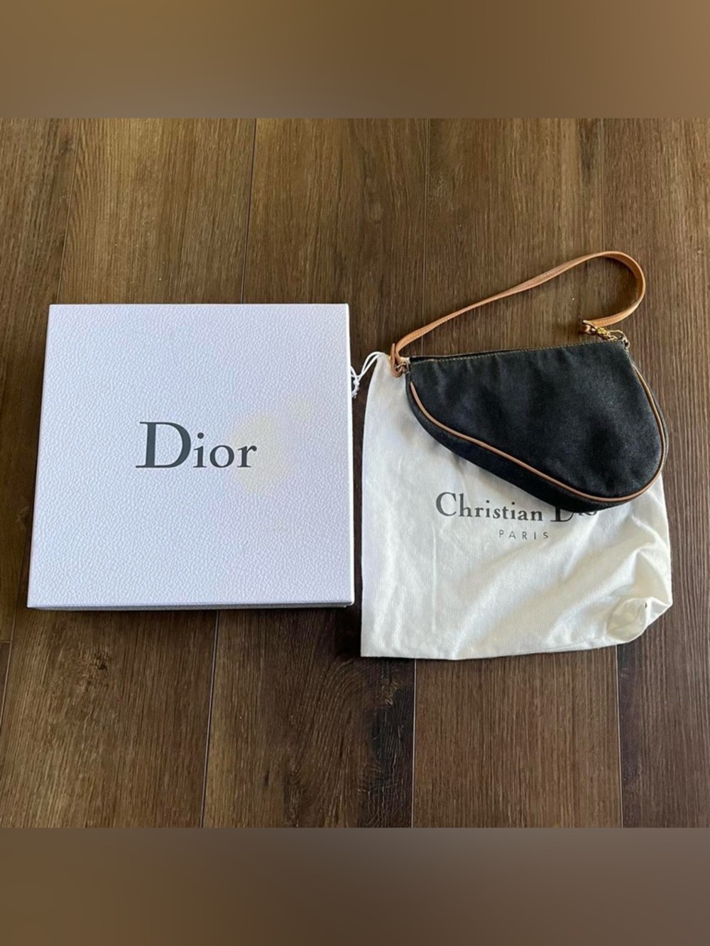 Vintage Dior Mini Denim Saddle Shoulder Bag